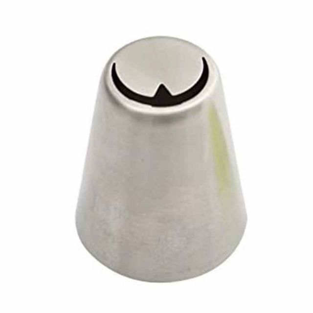 Beccuccio cornetto diretto 3D Foglia con nervatura 1 in acciaio Ø3,5 x 4 cm