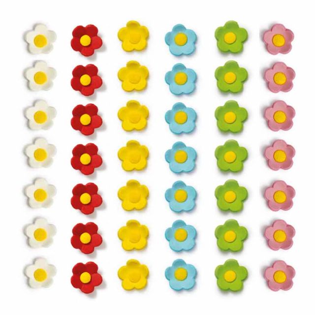 16 Decorazioni fiorellini medi rossi in zucchero Decora