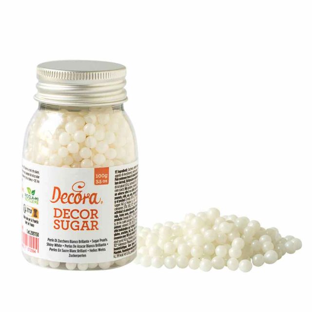Perle di zucchero colore bianco per decorazione 100 g Decora