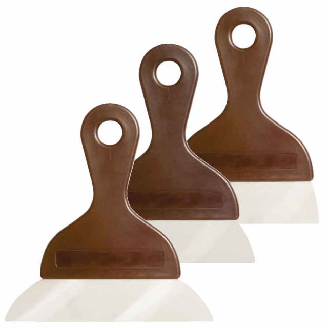 Spatole raschietti in acciaio inox e manico con lama liscia 