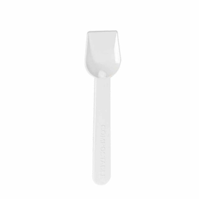 650 Cucchiaini palette da gelato PLA compostabile bianchi 10cm