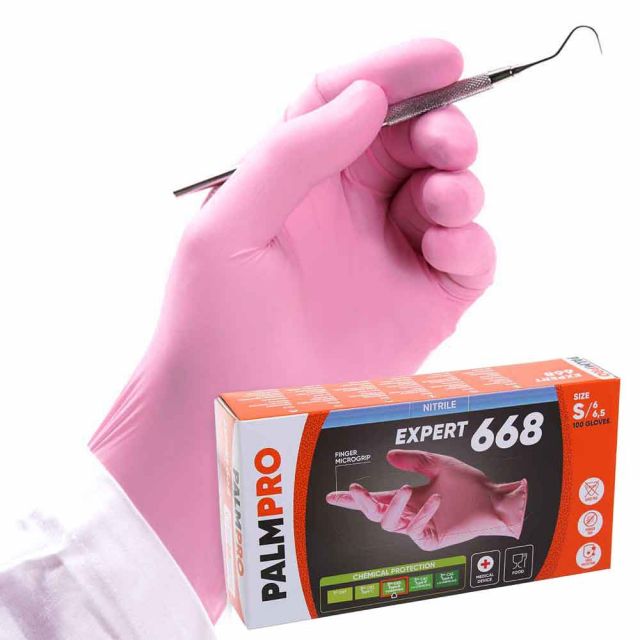 100 Guanti nitrile rosa Icoguanti PalmPro Expert 668