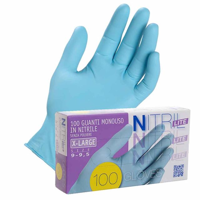 Guanti in nitrile non talcato - per uso medicale - taglia M/L - azzurro -  Logex Professional - scatola 100 pezzi su