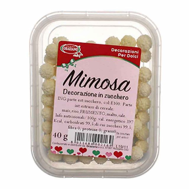 Palline di zucchero gialle Mimosa per decorazione 40 g Graziano