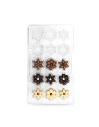 Stampo 15 cioccolatini fiori vari in policarbonato da Ø25 Decora