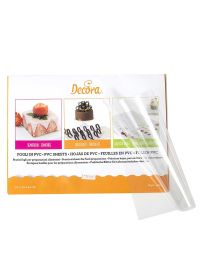 10 Fogli in PVC antiaderente per alimenti 30 x 40 cm 150 Micron Decora