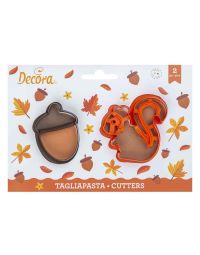 Set 2 Cutters Tagliapasta in plastica tema bosco con scoiattolo e ghianda