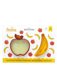 Set 2 Cutters Tagliapasta in plastica frutta mela e banana Decora