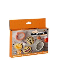 Set 2 Cutters Tagliapasta in plastica Halloween Zucca e Teschio con 4 stencil