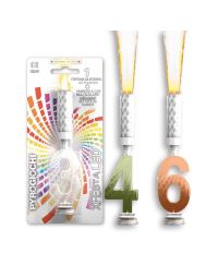 Candela fontana pirotecnica per torte Pyrogiochi con numero led multicolore