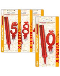 Fontana pirotecnica per torte Pyrogiochi con candela in cera rossa a numero