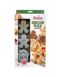 Stampo antiaderente in silicone per 6 casette e omini Gingerbread Decora