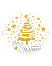 Stencil per torte Albero di Natale e scritta Merry Christmas Ø25 cm Decora