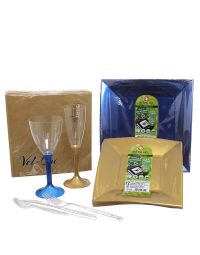 Set completo lusso quadrato blu e oro