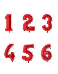Palloncini Mylar Numeri Rossi Medi 14″ 35 cm
