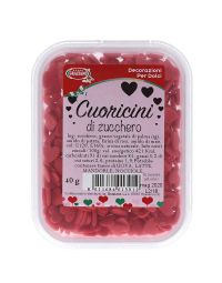Cuoricini di zucchero rossi piccoli per decorazioni 40 g