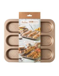 Stampo per 3 baguette in metallo antiaderente linea gold line 38 x 32 x h 3 cm