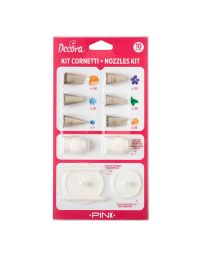 Set 10 Beccucci cornetti per fiori in acciaio inox con adattatori e supporti