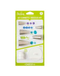 Set 7 pezzi Beccucci cornetti per fiori in acciaio inox con adattatore e supporto