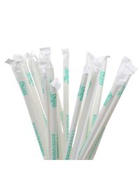 500 Cannucce bianche rigide biodegradabili imbustate singole 21 cm Ø6 mm