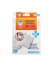 100 Compresse garza sterile in cotone in 4 buste da 25 pezzi 10 x 10 cm