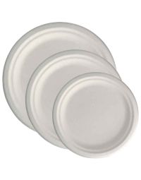 50 Piatti piani rotondi monouso in polpa di cellulosa