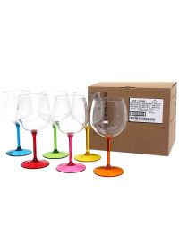 Set 6 Bicchieri Calici Balloon Tonic colori assortiti infrangibili riutilizzabili 580cc 