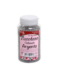 Cristalli di zucchero colorato argento per decorazioni e zucchero filato 200 g