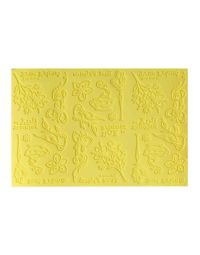 Tappetino in silicone giallo per pasta di zucchero decoro con fiori e scritte