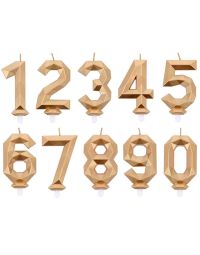 Candelina compleanno numero 9 nove in cera Diamond Gold oro h 7,5 cm