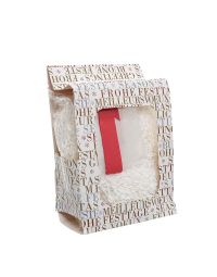 Set 3 pezzi per cesti natalizi con carta bianca, foglio e fiocco rosso