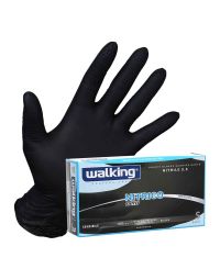 100 Guanti monouso in nitrile Walking Nitrico nero taglia XL 9-9,5