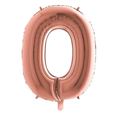 Palloncino Mylar Numero 0 Rosa Gold Grande 40″ 101 cm