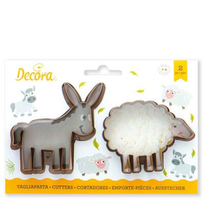 Set 2 Cutters Tagliapasta in plastica asinello e pecorella Decora