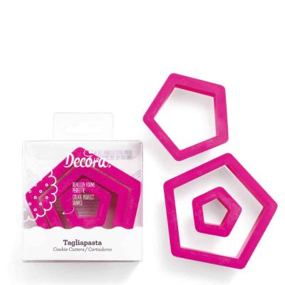 Set 3 Cutters Tagliapasta in plastica forma pentagono Decora