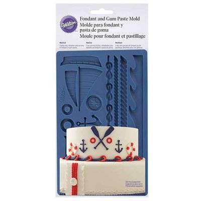 Stampo tappetino in silicone tema nautico per pasta di zucchero Wilton