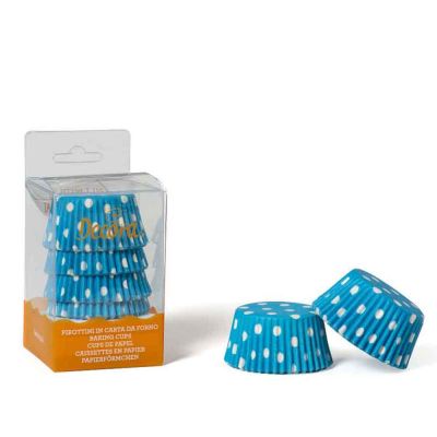 75 Pirottini in carta pois azzurri per cottura muffin Ø5 x h 3,2 cm