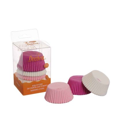 75 Pirottini in carta bianchi rosa fucsia per cottura muffin Ø5 x h 3,2 cm Decora