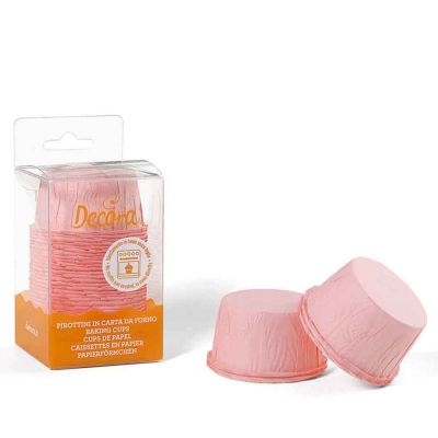 Confezione da 25 pirottini in carta increspati rosa Decora