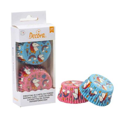 36 Pirottini in carta Decora Unicorno per cottura muffin Ø5 x h 3,2 cm