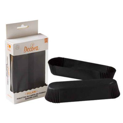 60 Pirottini rettangolari neri per cottura eclair 13,5 x 3,3 x h 2,8 cm
