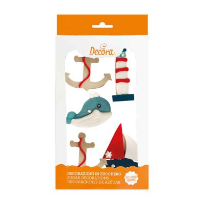 5 Decorazioni soggetti del mare in zucchero Decora