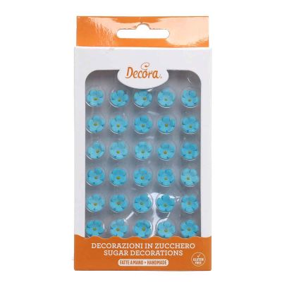 30 Decorazioni fiorellini piccoli celesti in zucchero Decora