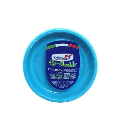 25 scodelle piatti fondi di plastica lavabili riutilizzabili turchesi Ø20,5 cm DOpla