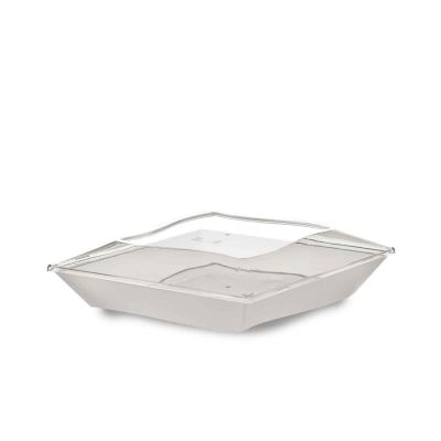 Piatti di plastica eleganti Vanity 16x16cm bianchi con coperchio