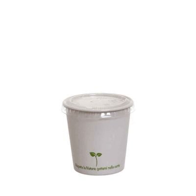 100 Bicchieri di cartoncino con coperchio piano Bianco caffè 100ml