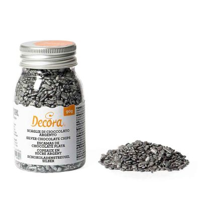 Scaglie di cioccolato argento per decorazione dolci 90 g Decora