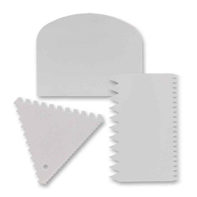 Set 3 Spatole Pettini decora torte in plastica disegni vari Graziano