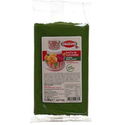 Pasta di zucchero verde brillante per copertura 250 g Graziano