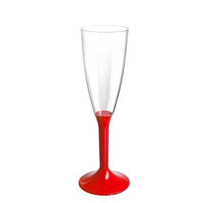 Calici Flute riutilizzabili in plastica rossi 120ml